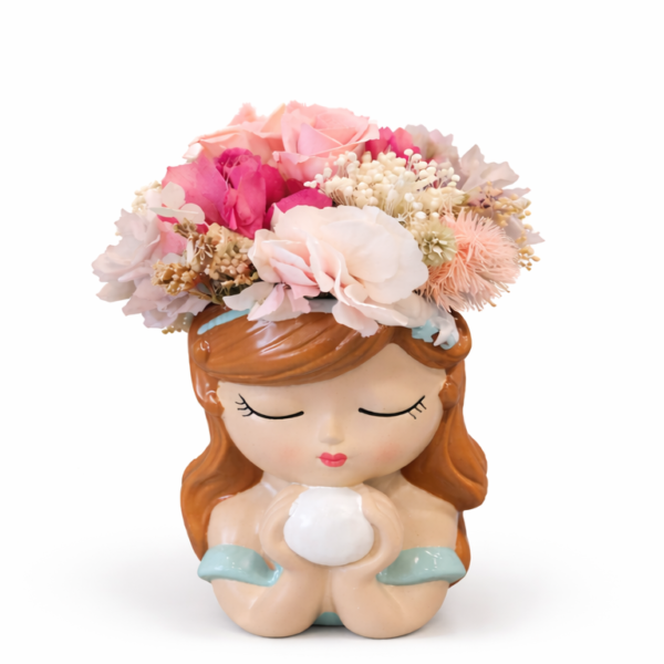 Cabeza Niña Flores Preservadas
