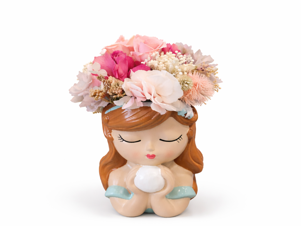 Cabeza Niña Flores Preservadas